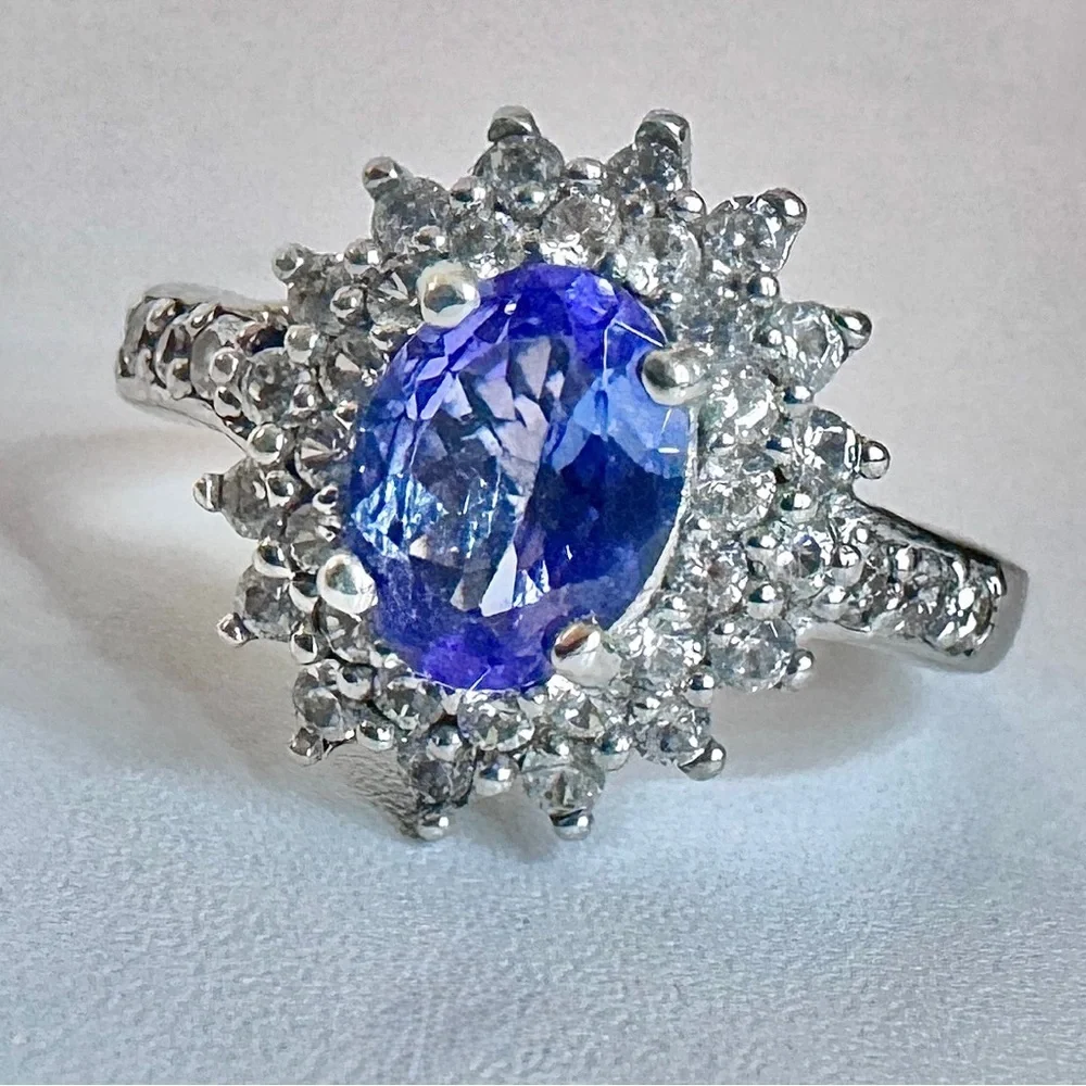 Tanzanite & Moissanite Sterling Silver Ring (7)